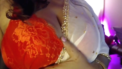 Big tits brunette girl masturbates in homemade solo