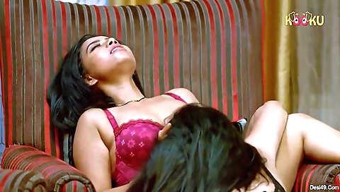 Lesbian movie with a big tits brunette and a bestie