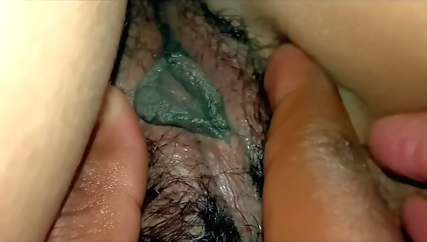 Indian hairy cunt and hairy feet fucked with dildo