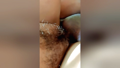 Busty girl getting hairy pussy stretched in the jungle