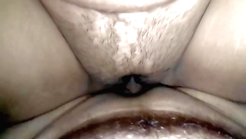 Indian hairy brunette getting a creampie in her pussy