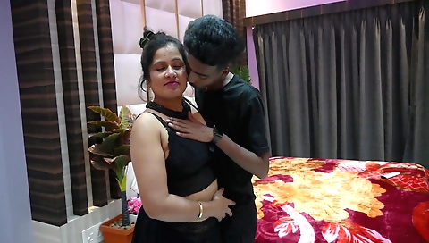 Indian brunette deepthroats by a mature stepfather