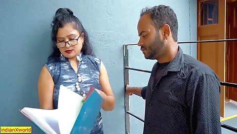 Indian bitch gives her boss a blowjob to get him to fuck her