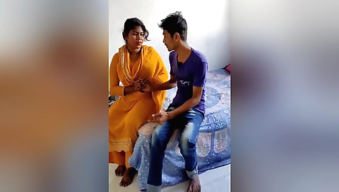 College chick on a bed is getting a dick in her ass