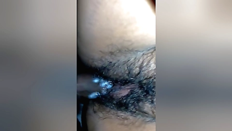 Amateur hairy pussy takes a dick in her hairy pussy