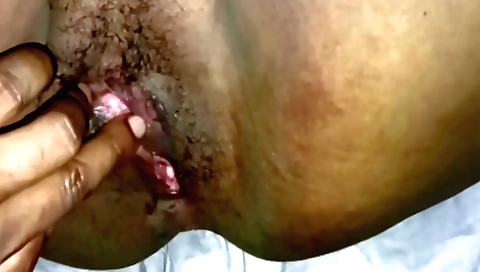 Indian hairy teen with a hairy pussy is having fun