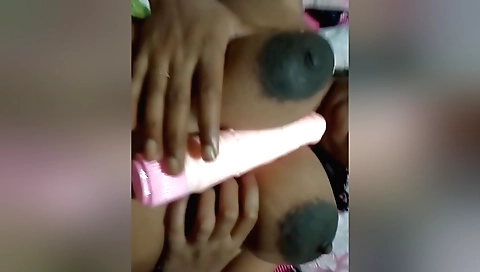 Big tits amateur indian girl playing with a big toy