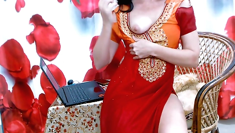 Beautiful brunette shows off her small tits and ass