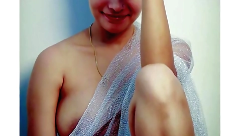 Indian brunette with hairy pussy fucks in nude outdoor