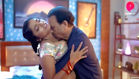 Brunette takes her boyfriend home into the kitchen