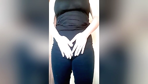 Hot brunette in stockings with a hairy pussy in stockings