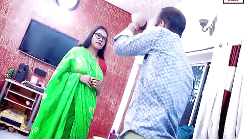 Big-tittied brunette and a hot older man with a big dick