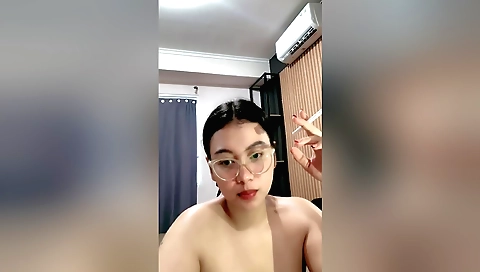 Indian amateur brunette enjoys a deep plunge in milk