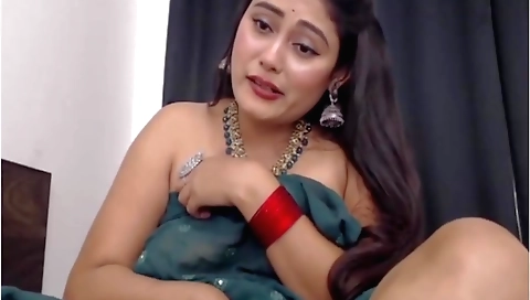 Indian busty brunette has natural boobs and squirting