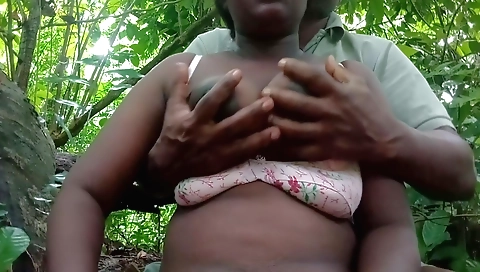 Indian busty girl enjoys outdoor sex in the forest