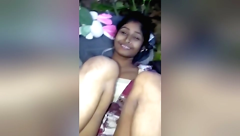 Indian brunette in a sexy dress gets fucked outdoors