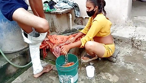 Hot Indian stepsister rubbed her wet pussy outside