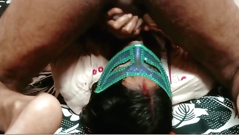 Indian girl with a nice face shows her face in the room