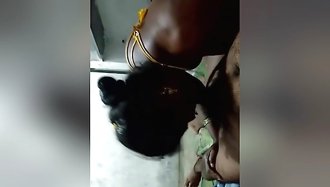 Indian babe shows her tight cunt and gives a blow job