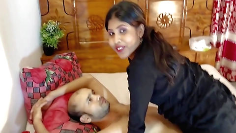 Indian amateur girl is on the bed with her boyfriend