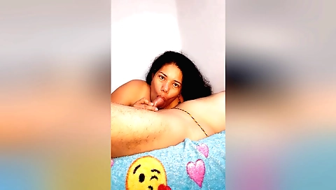 Indian amateur video of a hot brunette taking a blow job