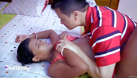 Cute brunette babe is making love to her boyfriend