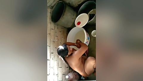 Hot bath in a hot bath in an indian room for a brunette girl