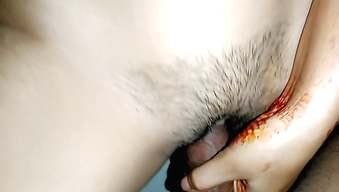 hairy indian girl on her body gets fucked in the bed