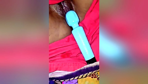 Indian babe with hairy pussy plays with her lover's cock