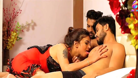 Big tits brunette woman with big boobs having threesome