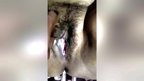 Indian hairy babe rides a dildo to her hairy pussy