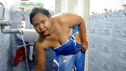 Indian housewife in lingerie takes off her clothes