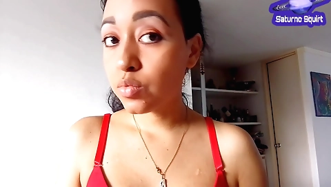 Indian teen with small tits finishes putting on makeup
