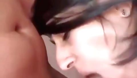 Amateur brunette sucks a guy and gets fucked by the guy